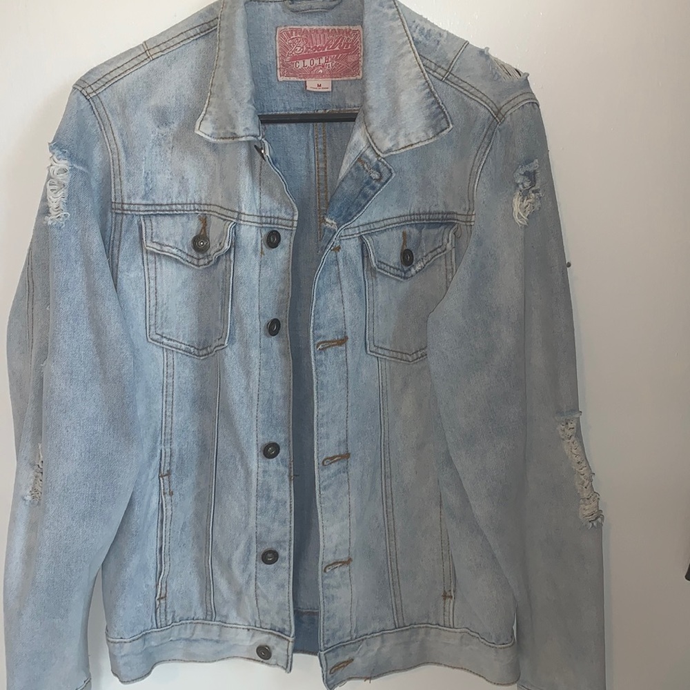Distressed denim jacket